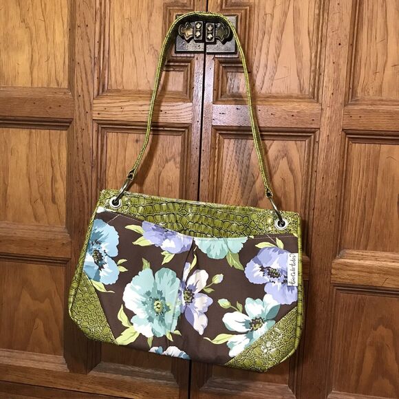 Y2K Too Cute Totes Floral Shoulder Bag Vegan Croc Green Single Top Handle Purse - Picture 1 of 12